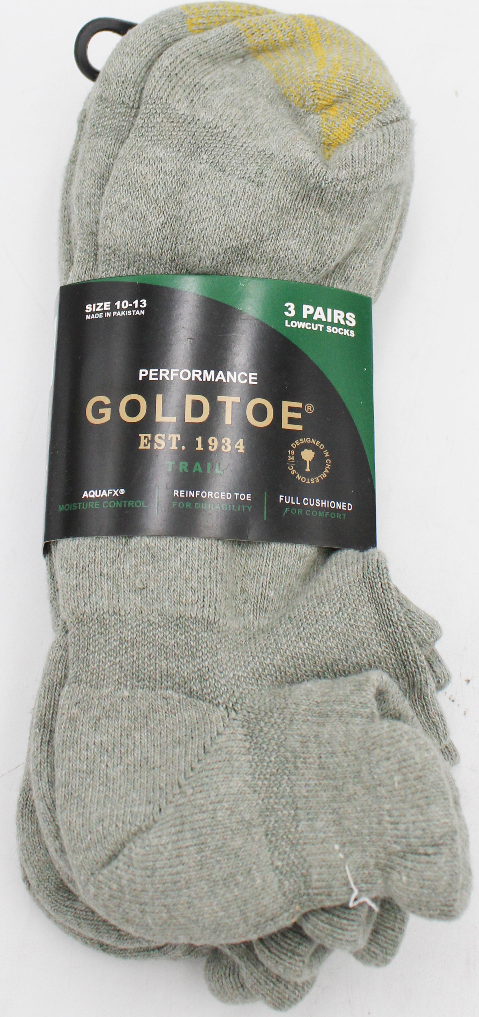 GOLDTOE 3PK MENS LOWCUT SOCKS D-GREEN SZ 10-13 NI