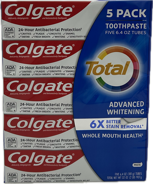 COLGATE TOTAL ADVANCED WHITE TOOTHPASTE PALLET 5ct 6.4oz NI
