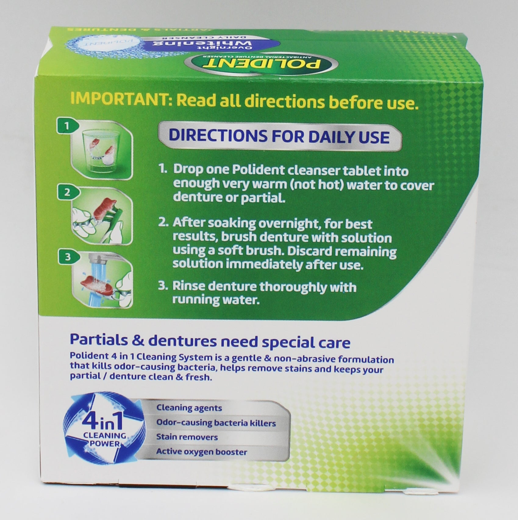 POLIDENT OVERNIGHT WHITENING DAILY CLEANSER 28CT EXP 10/31/2026 P66T NI