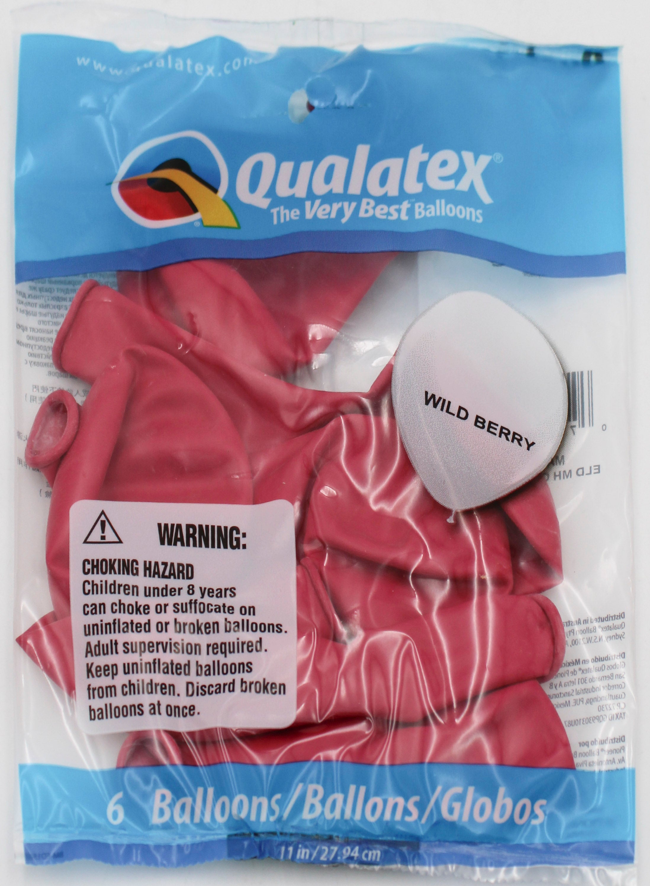 QX 11" R PARTY BALLOON 6CT WILD BERRY