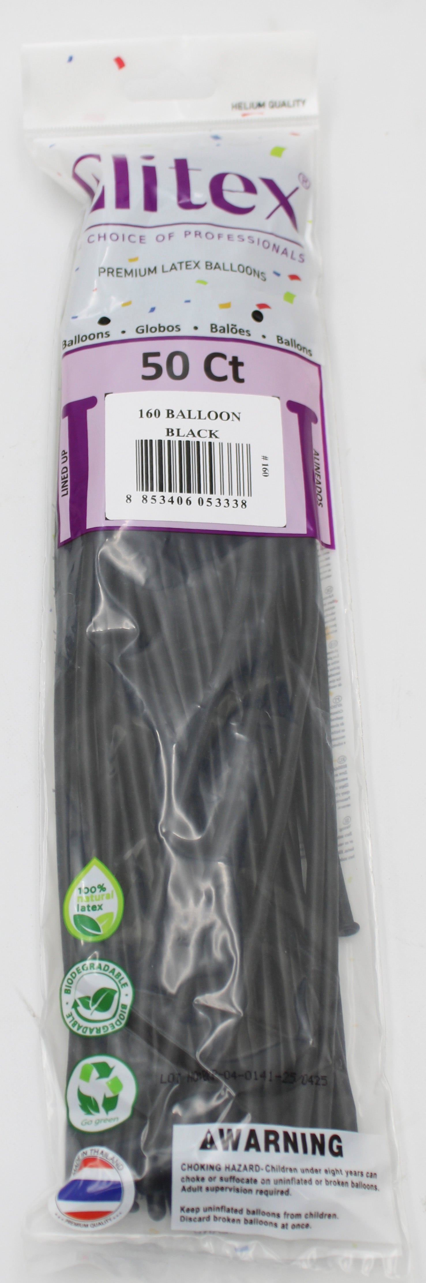 ELITEX 160" BLACK MODELLING BALLOON, 50 PACK