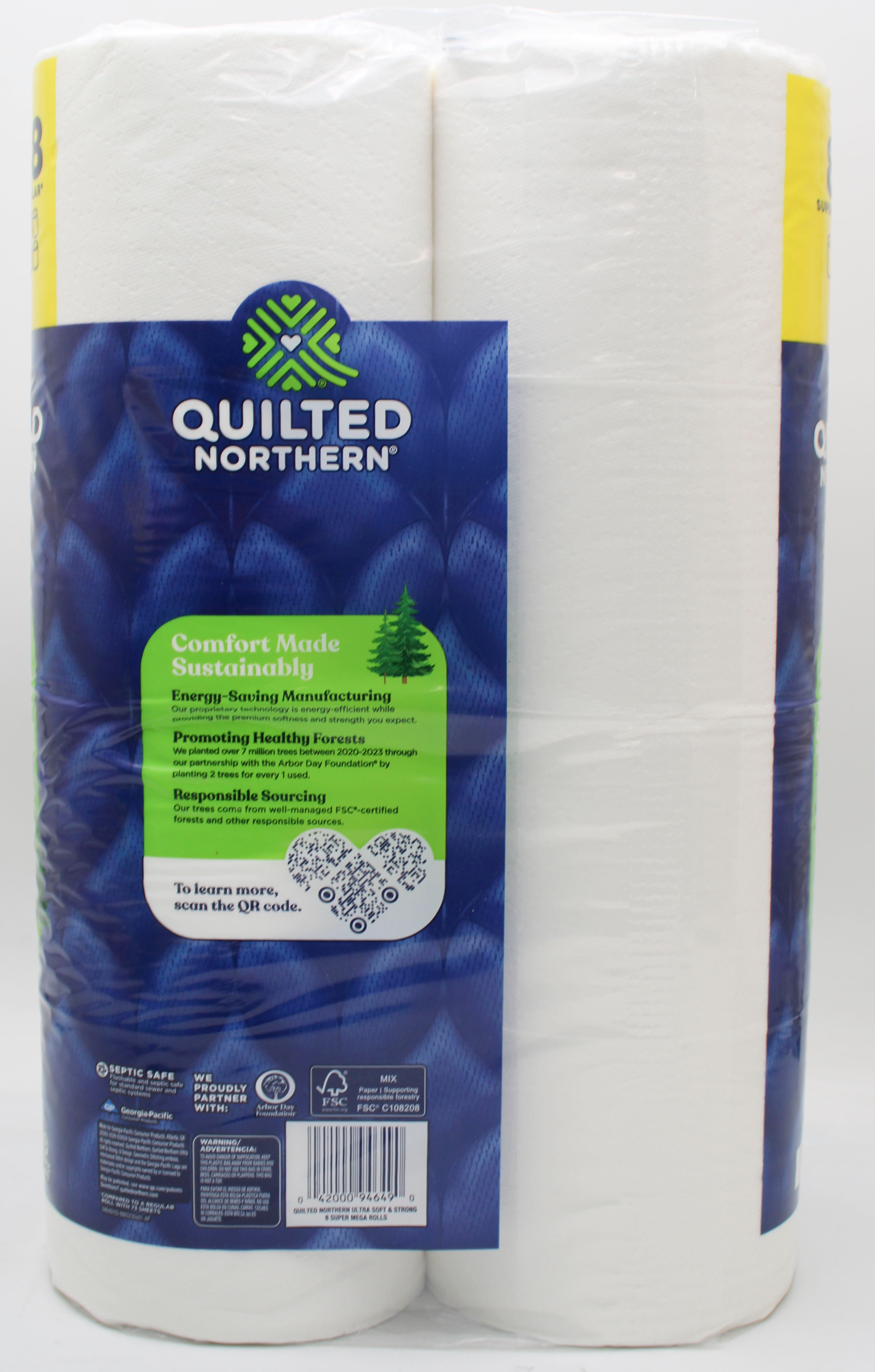 8 SUPER MEGA ROLL ULTRA SOFT AND STRONG QUILTED NORTHERN TOILET PAPER