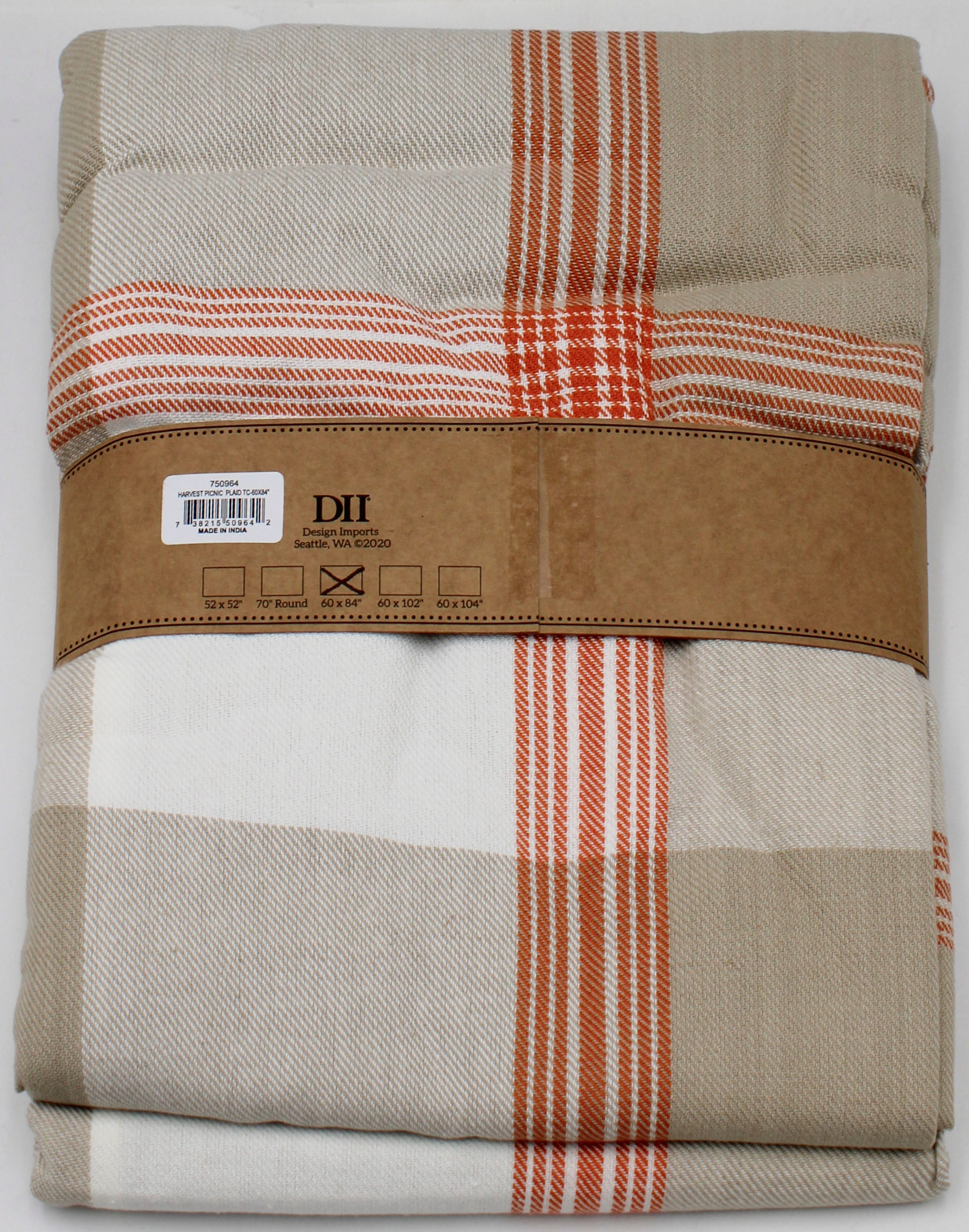 TABLECLOTH - 60 X 84 HARVEST PICNIC PLAID
