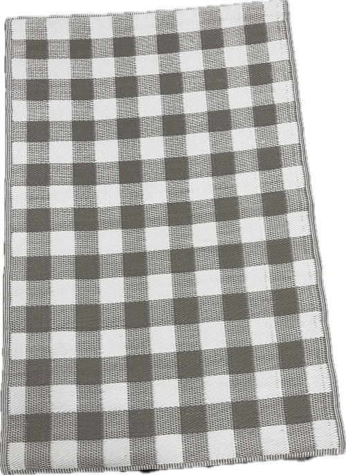4X6 FT BUFFALO OUTDOOR RUG - CHECK STONE & WHITE