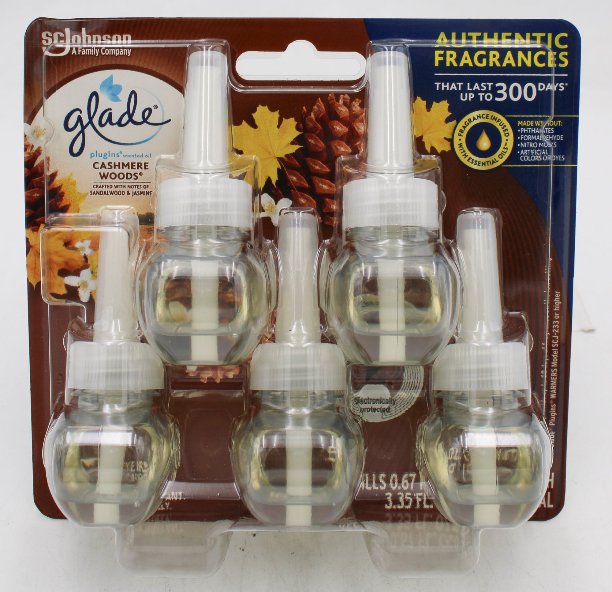 SP GLADE PLUGING SCENTED OIL  5REFILLS 3.35oz CASHMERE WOODS