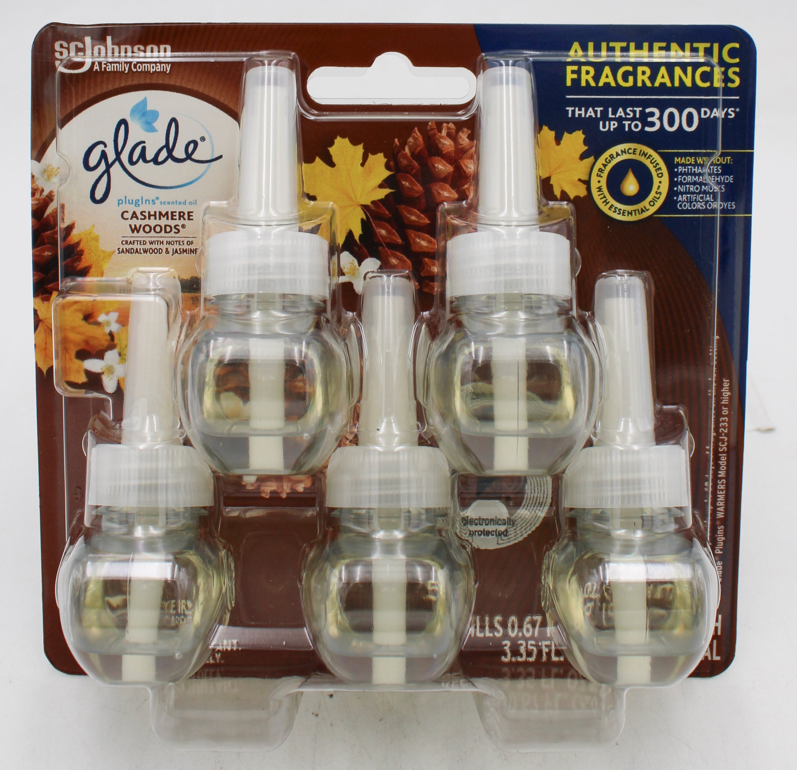 SP GLADE PLUGING SCENTED OIL  5REFILLS 3.35oz CASHMERE WOODS