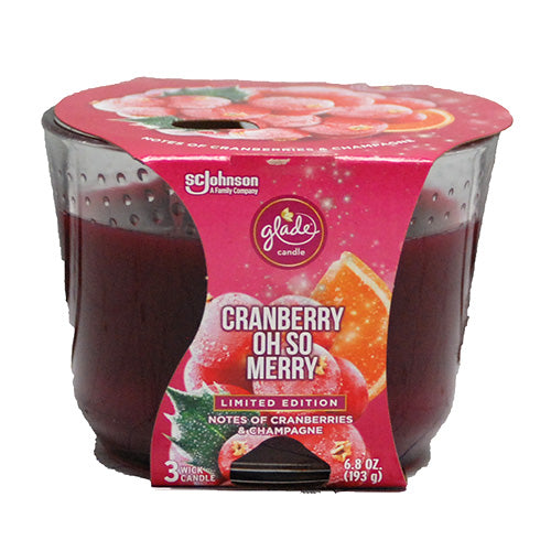 GLADE 3 WICK CANDLE 6.8OZ-CRANBERRY OH SO MERRY