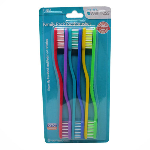 FMLY WELLNSS Toothbrush 6-Pack Firm Assorted