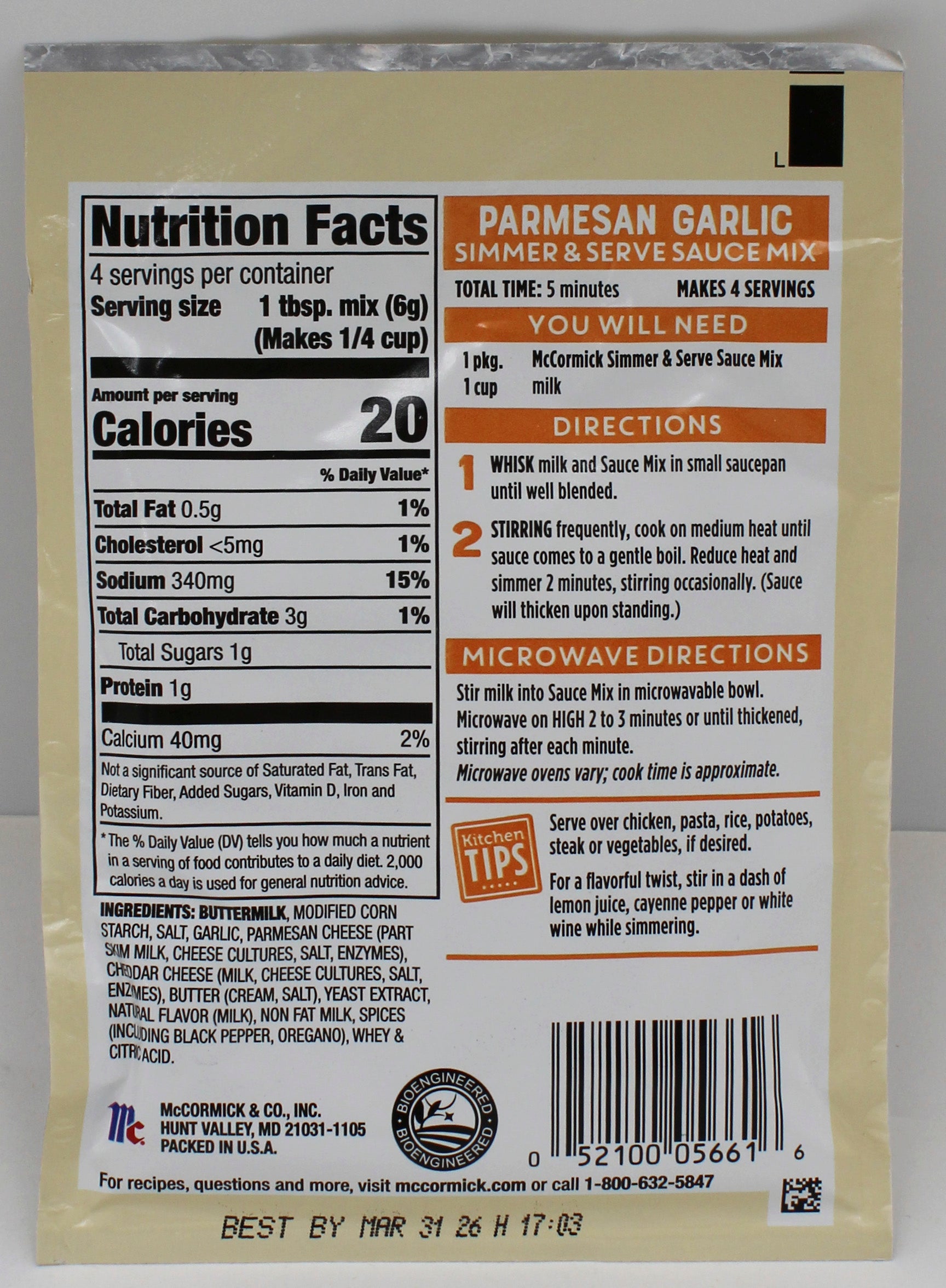 PARMESAN GARLIC SAUCE MIX .87 Oz BB 3/31/26
