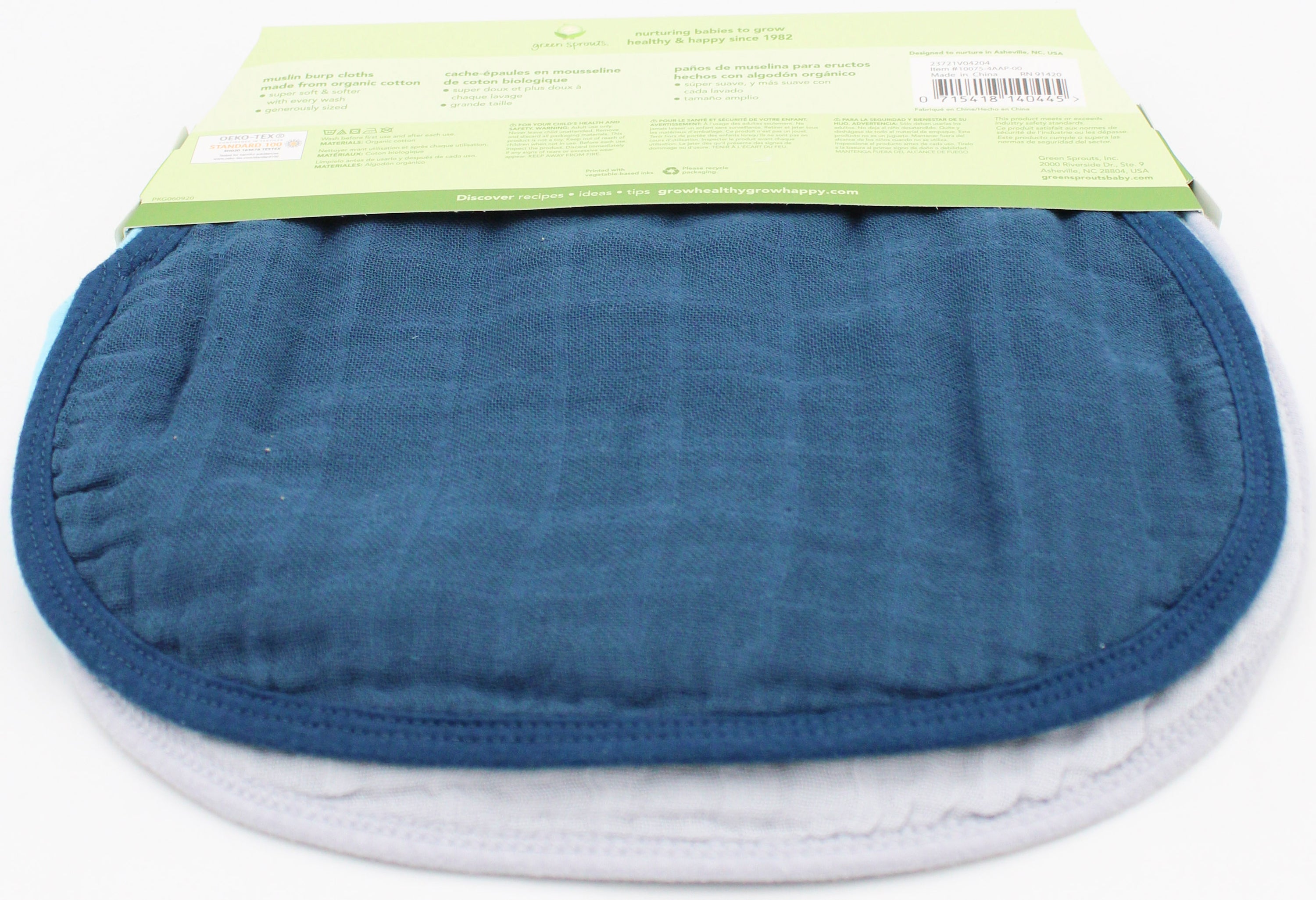 O2COOL 3PK MUSLIN BIBS - BLUE 11''X22''