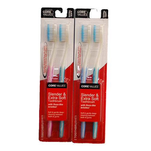 CORE VALUES TOOTHBRUSH 2PK EXTRA SOFT ASST COLORS