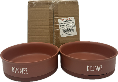 ,PET BOWL - DINNER AND DRINKS TERRA COTTA - LARGE 7.5Dx2.4H SET/2