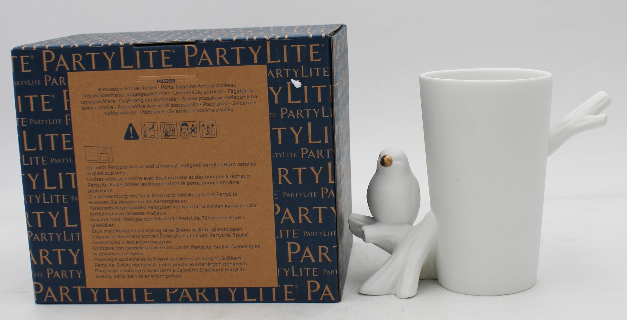 PARTYLITE BIRDWATCH VOTIVE HOLDER 6"W x 5"H