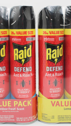 RAID DEFEND ANT & ROACH TWIN PACK 20oz QUARTER PALLET