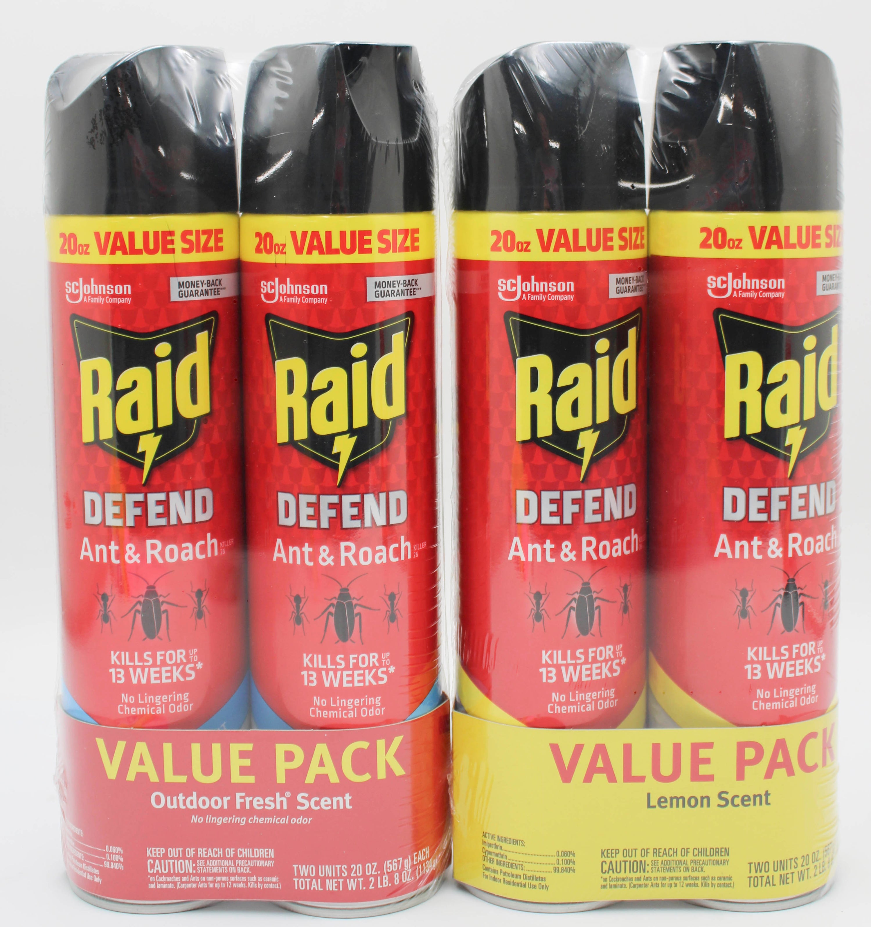 RAID DEFEND ANT & ROACH TWIN PACK 20oz QUARTER PALLET