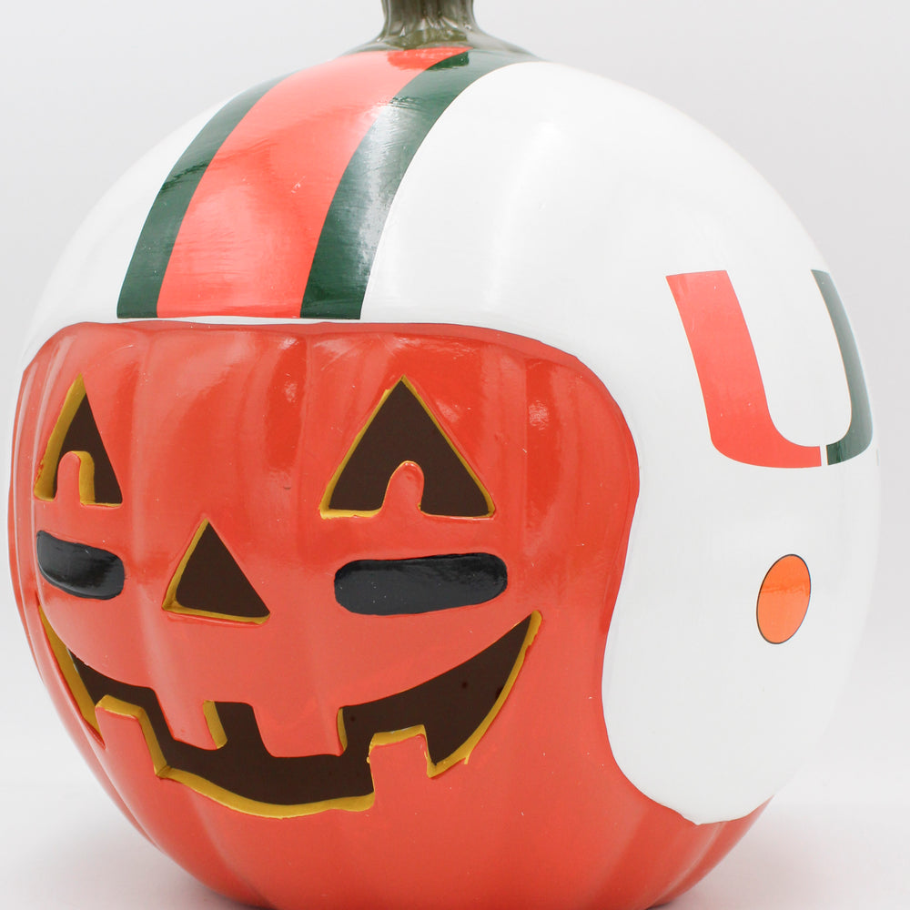 MIAMI HURRICANES CERAMIC PUMPKIN HELMET 10"