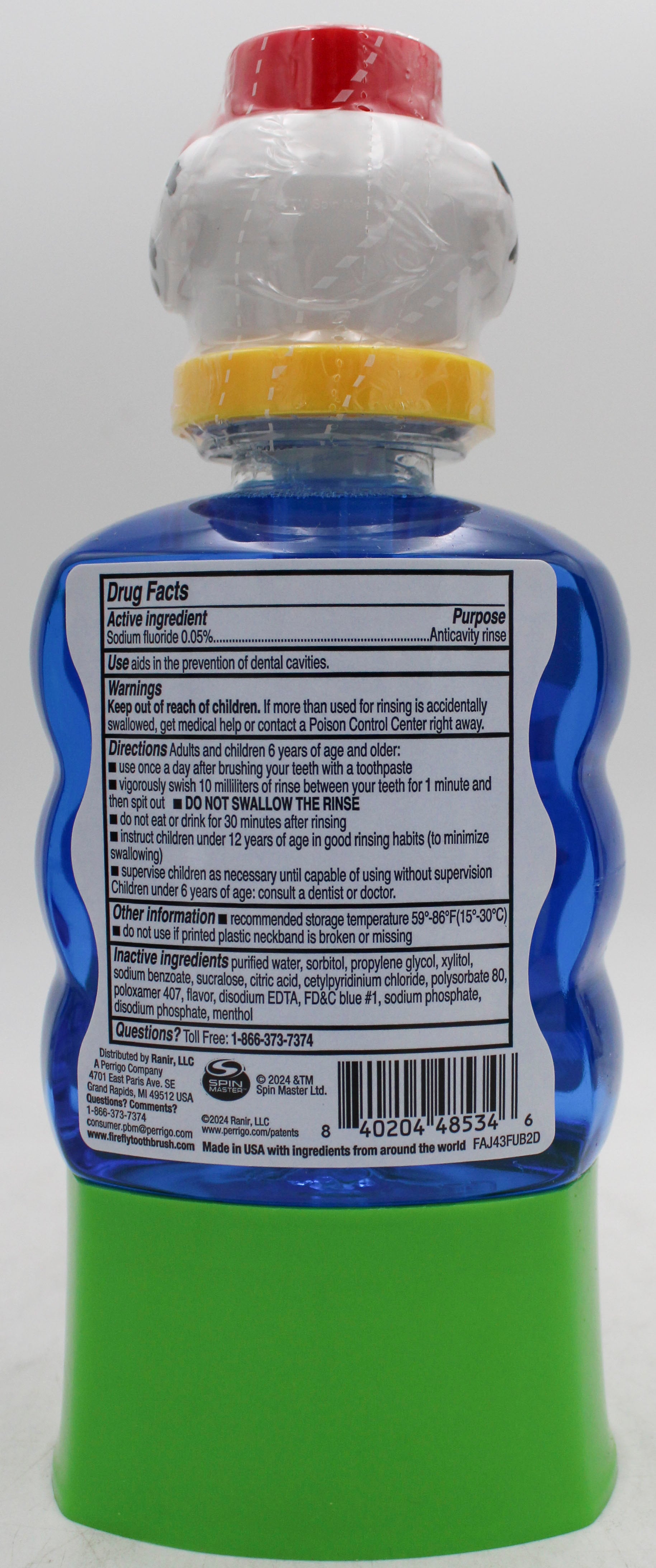 FIREFLY KIDS FLOURIDE MOUTHWASH w/PUMP PAW PATROL - BUBBLEGUM 16oz NI 8/31/2027
