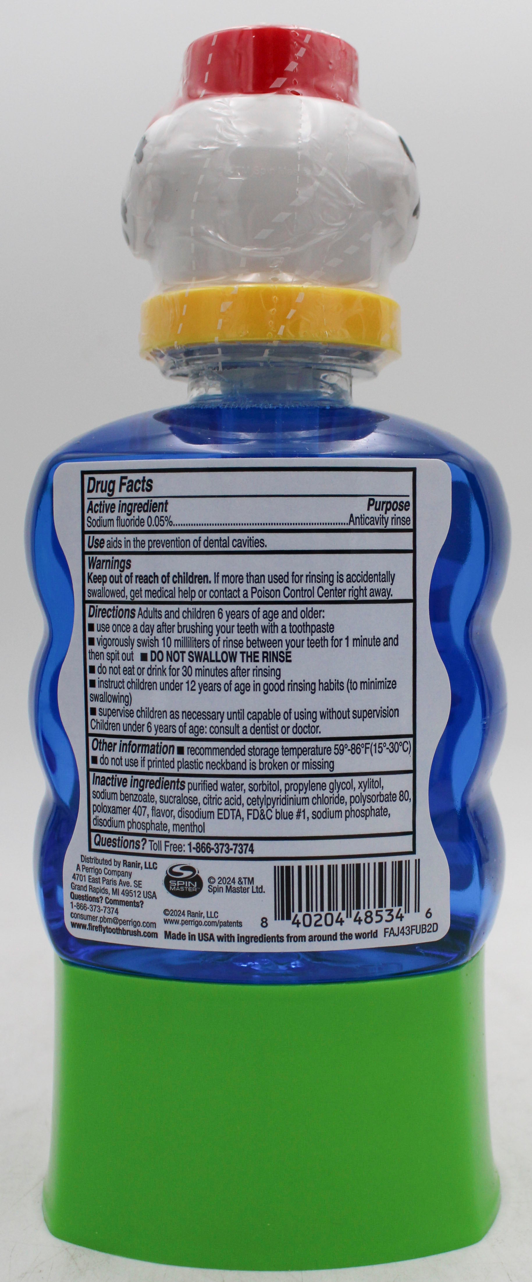 FIREFLY KIDS FLOURIDE MOUTHWASH w/PUMP PAW PATROL - BUBBLEGUM 16oz NI 8/31/2027