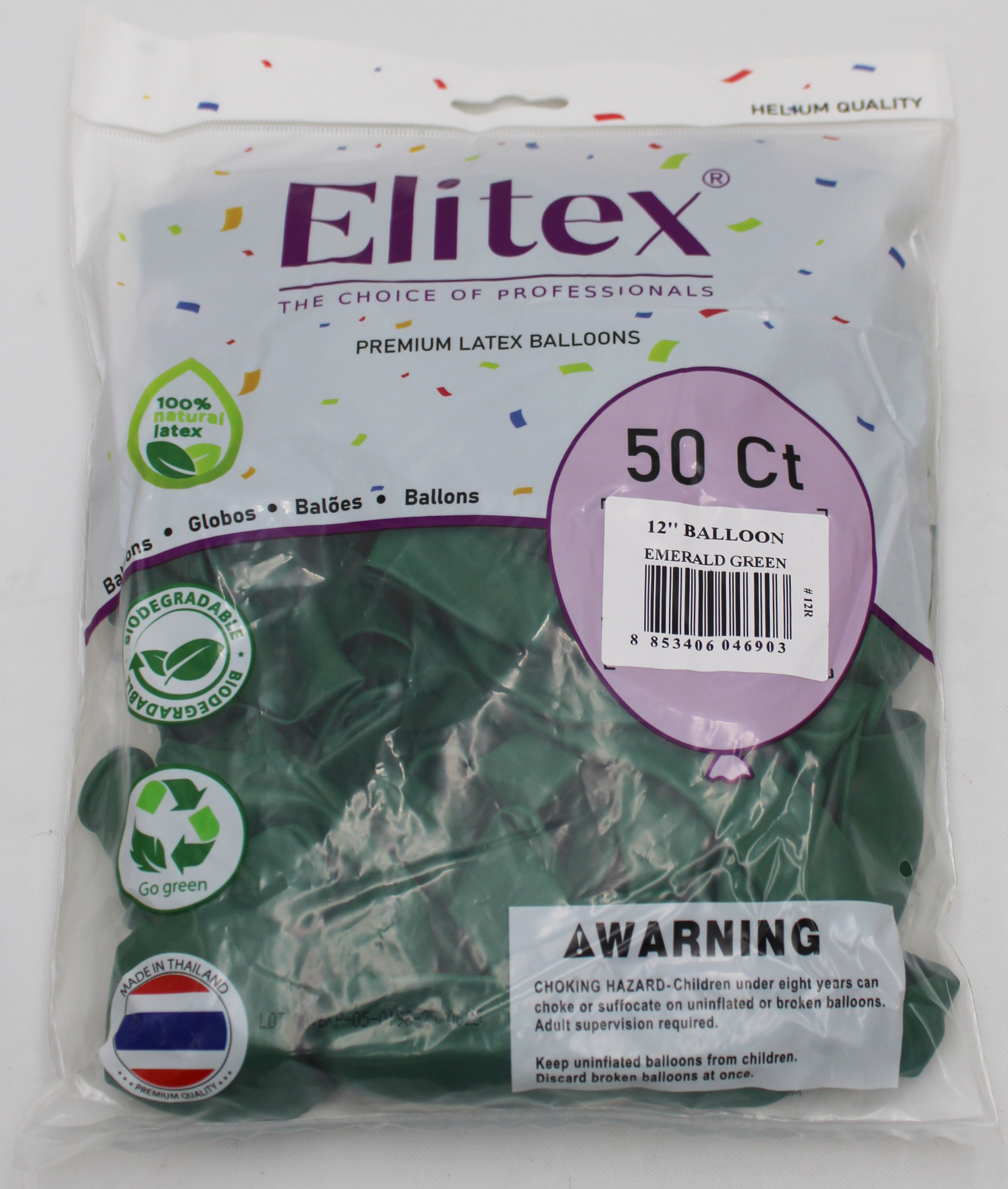 ELITEX 12" EMERALD GREEN ROUND BALLOON, 50 PACK