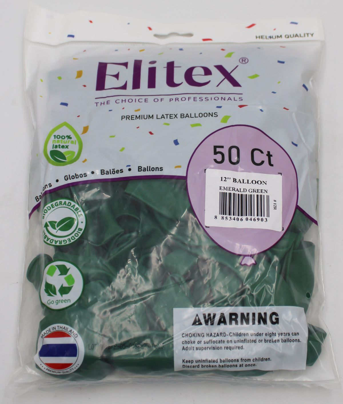 ELITEX 12" EMERALD GREEN ROUND BALLOON, 50 PACK