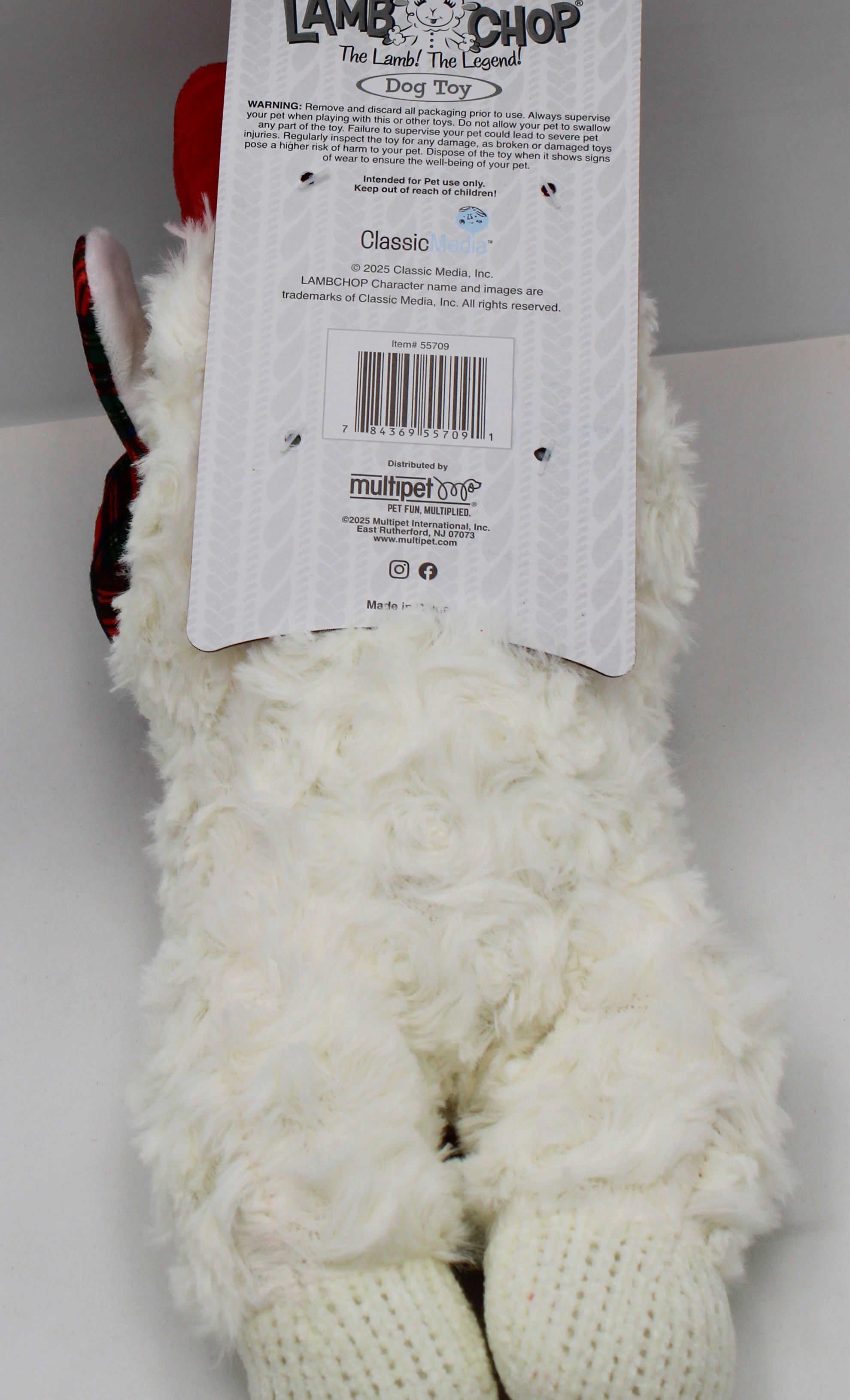 MULTIPET LAMBCHOP TRAPPER HAT DOG TOY - 10.5"