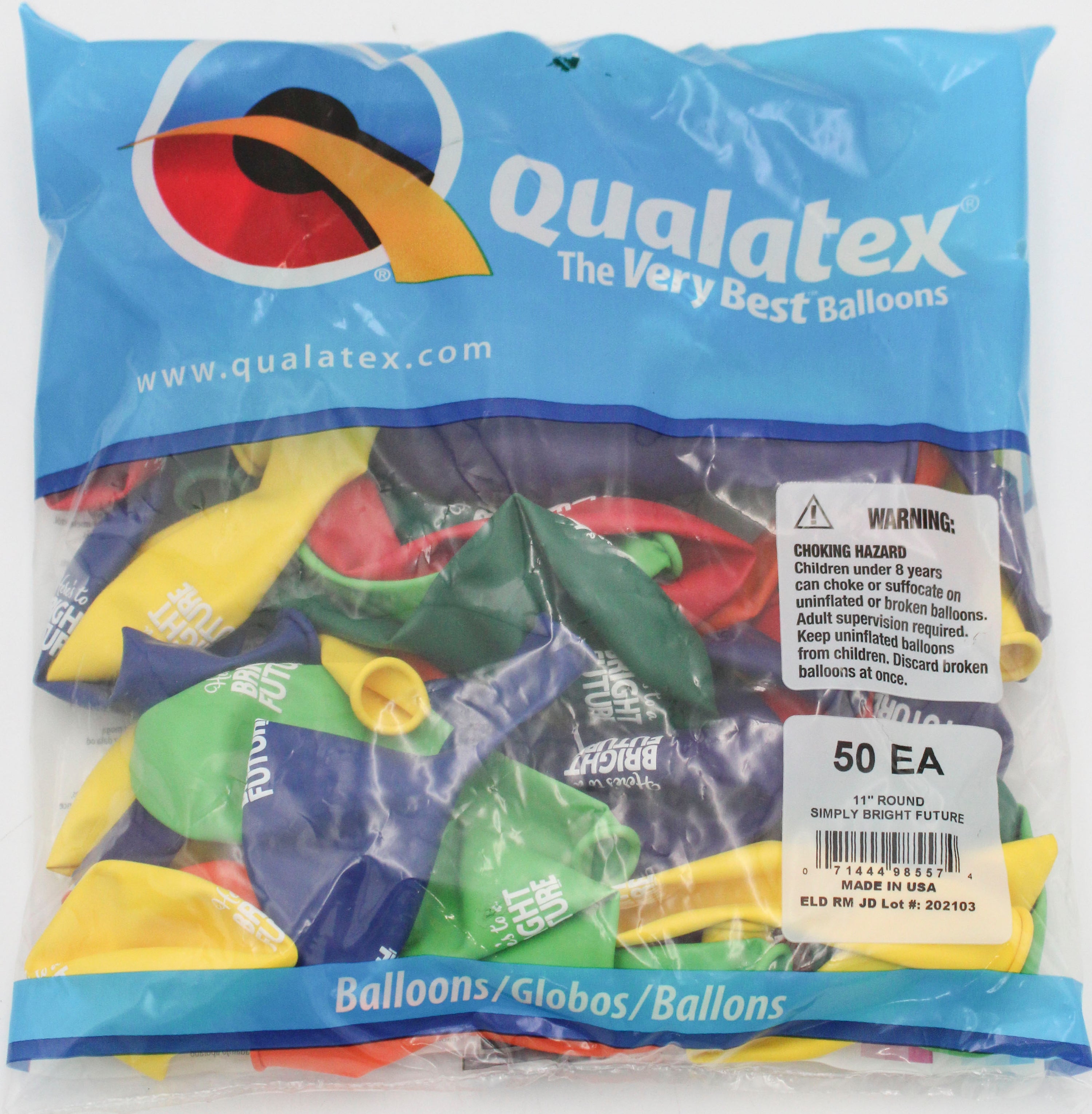 11" ROUND QX LATEX BALLOON CARNIVAL 50CT SIMPLY BRIGHT FUTURE