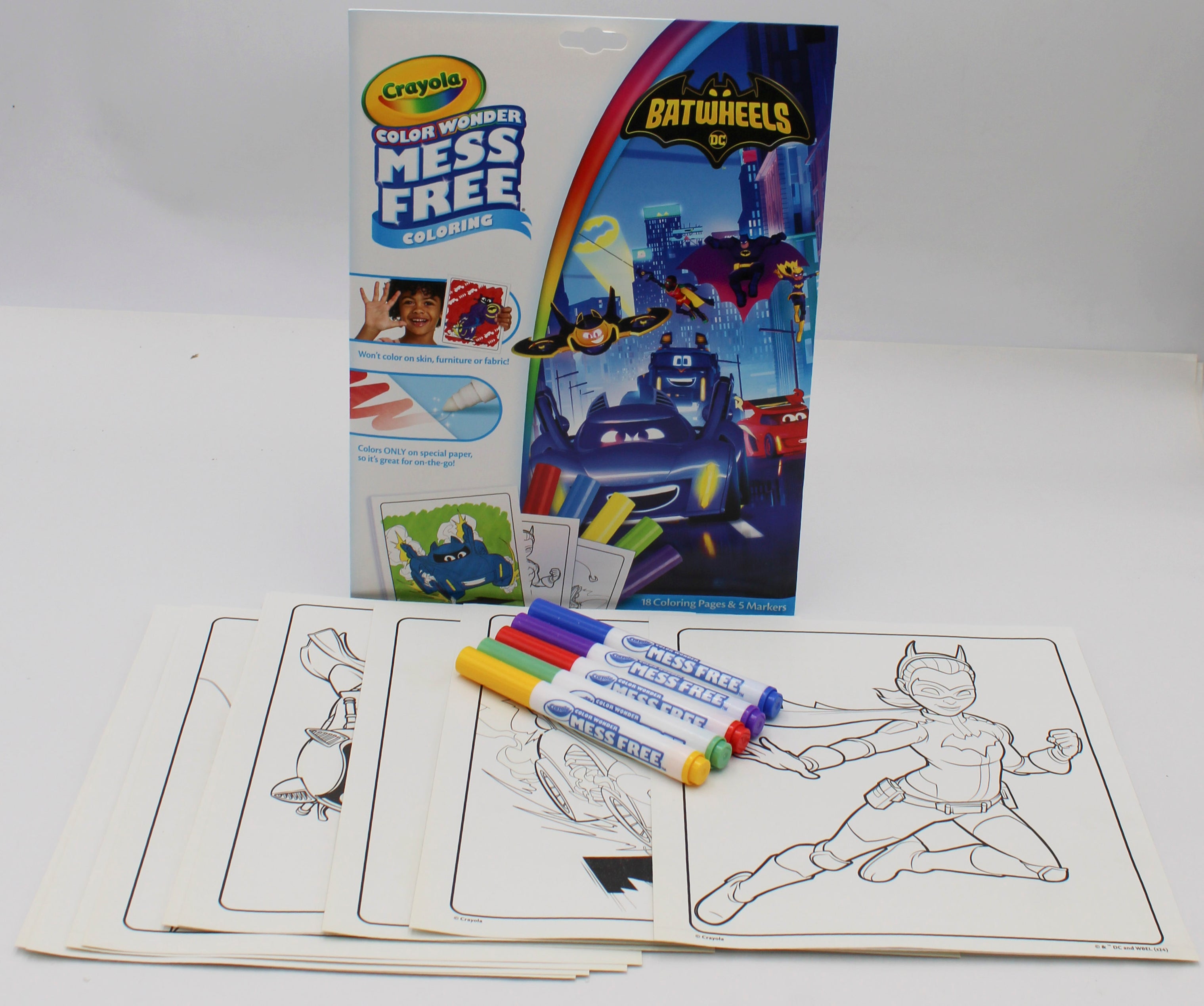 CRAYOLA COLOR WONDER COLORING PAD & MARKERS, BATWHEELS NI