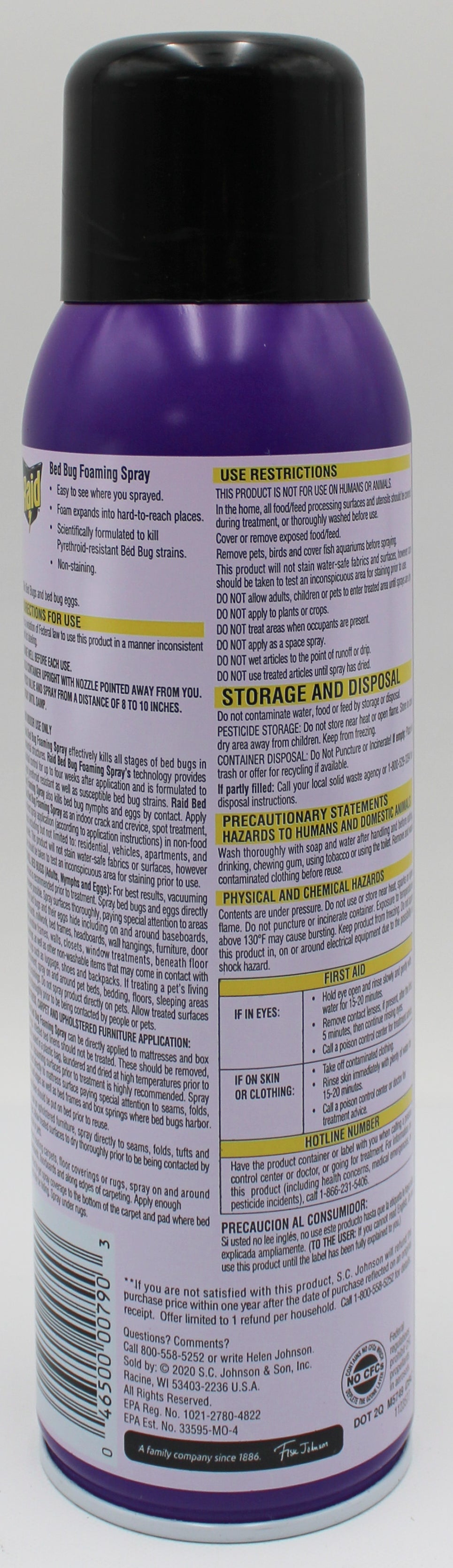 RAID Bed Bug Foaming Spray Treatment 16.5oz