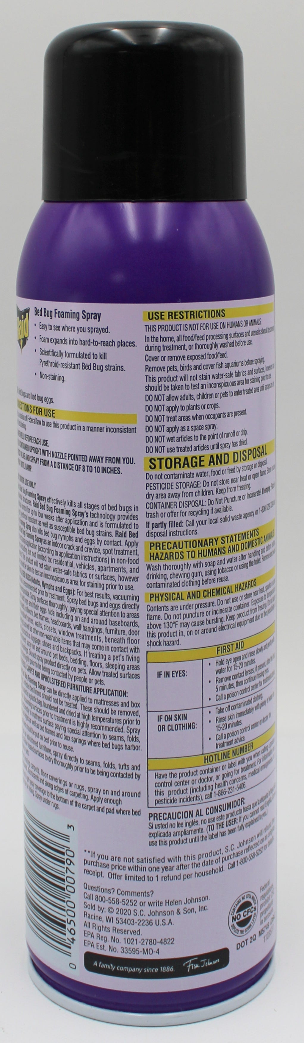 RAID Bed Bug Foaming Spray Treatment 16.5oz