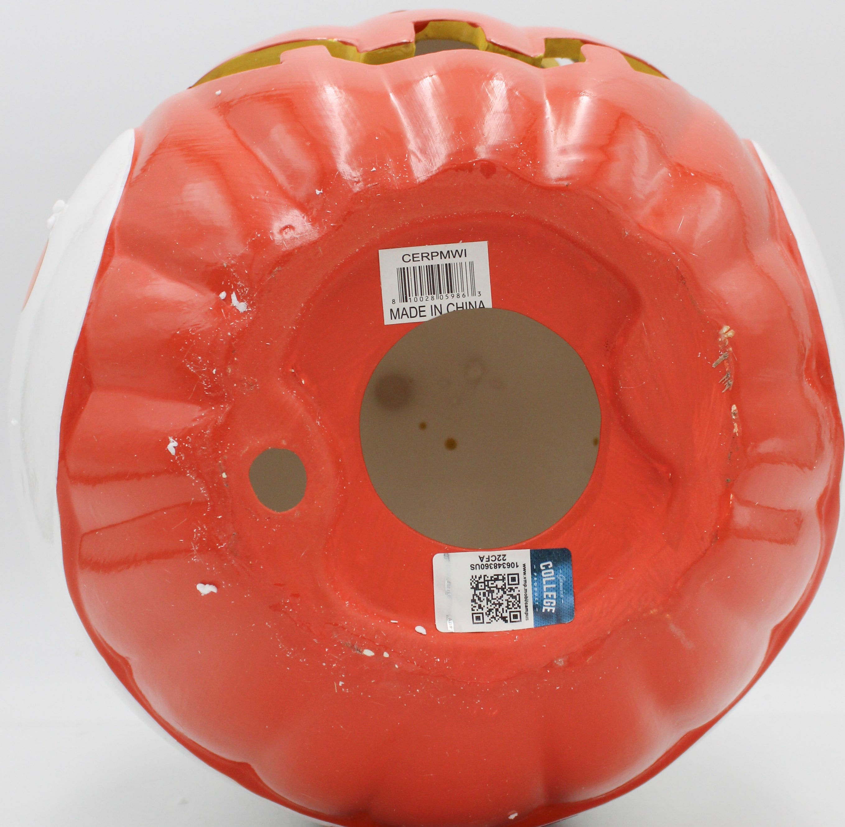 WISCONSIN BADGERS CERAMIC PUMPKIN HELMET 10"