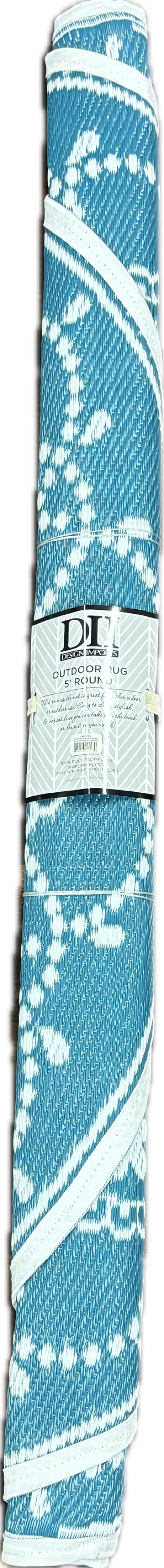 5FT ROUND MANDALA OUTDOOR RUG - STORM BLUE