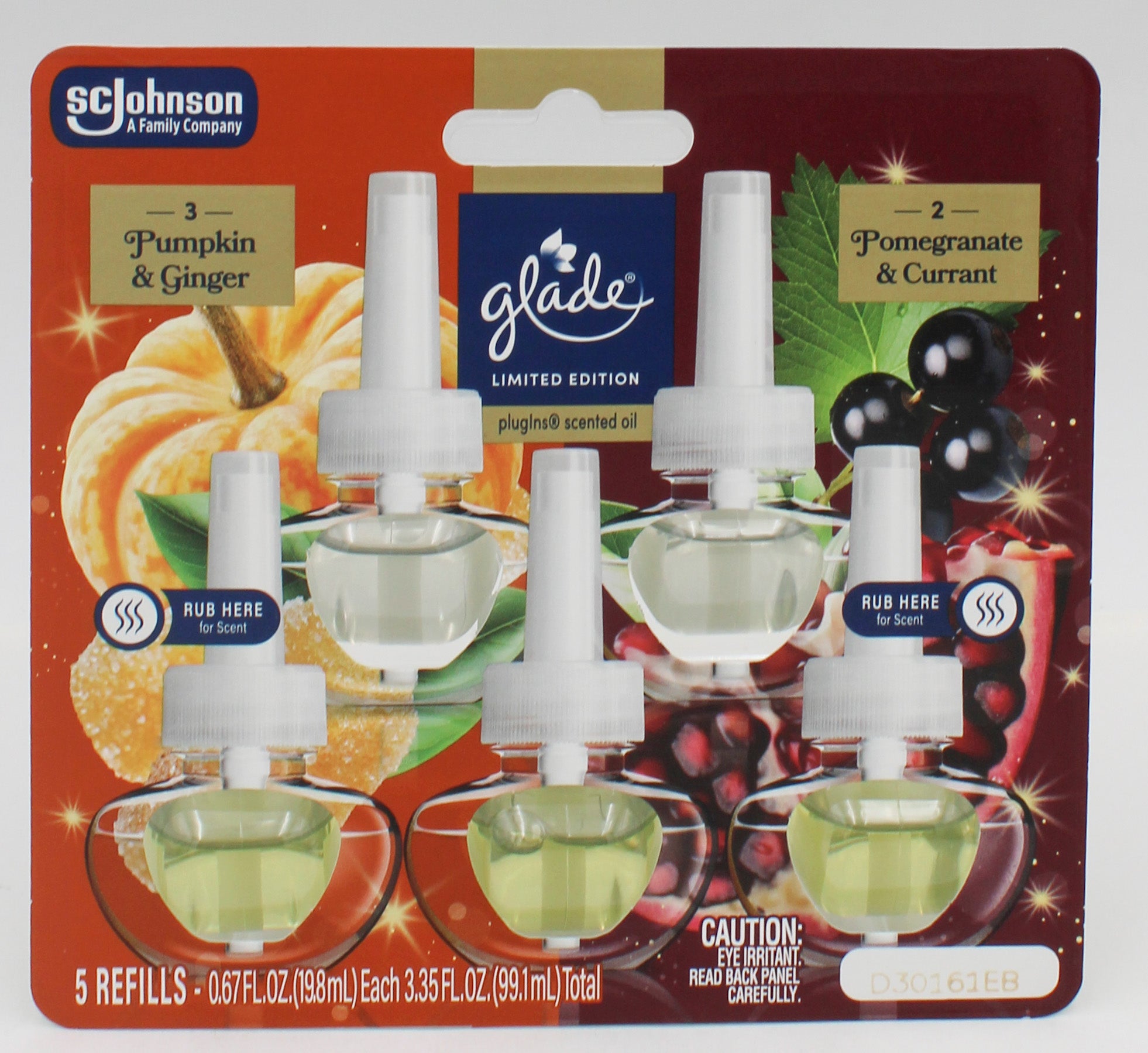 GLADE PLUGINS SCENTED OIL PUMPKIN & GINGER/POMEGRANATE & CURRANT 5ct 0.67floz US