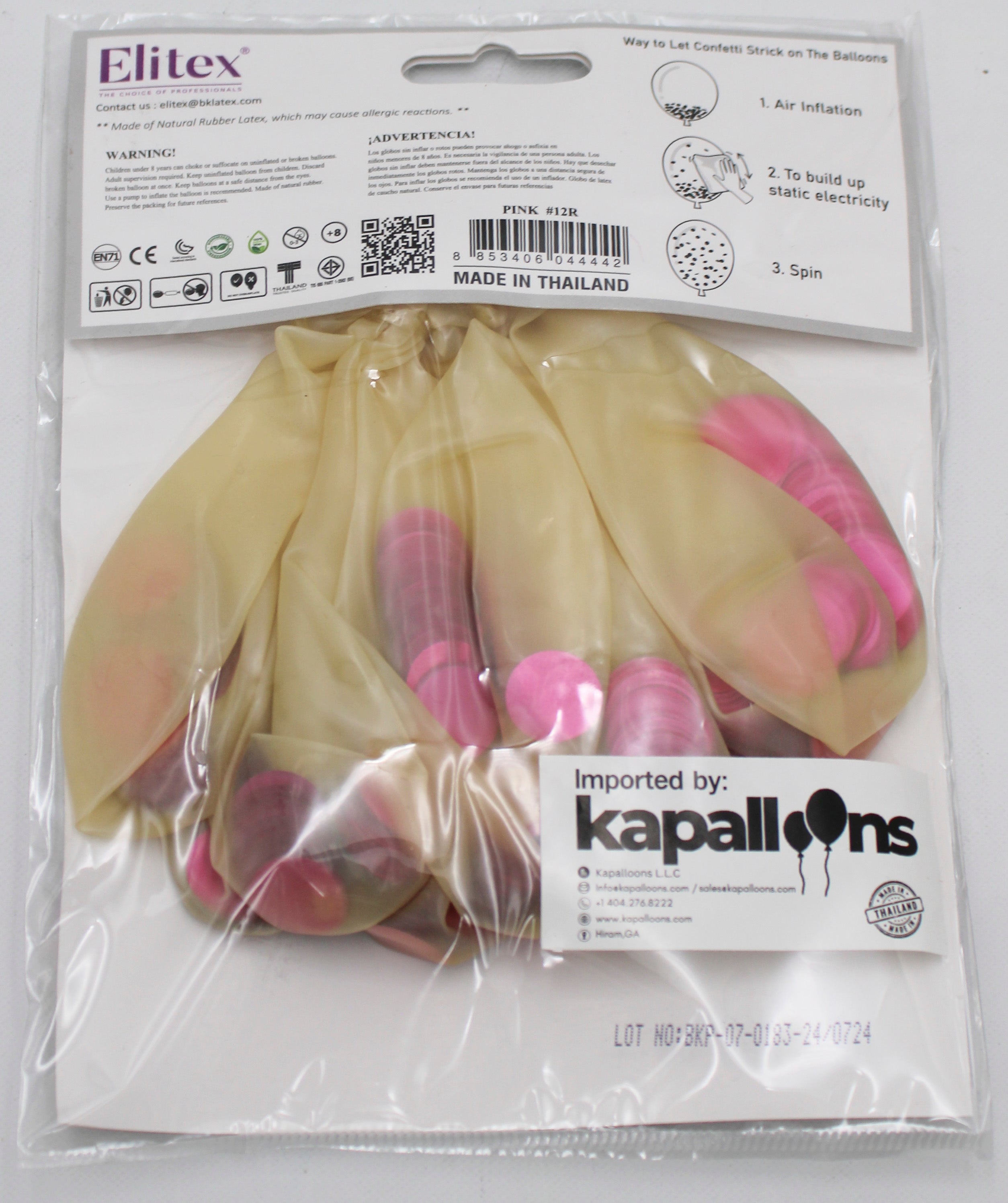 ELITEX 12" PINK CONFETTI BALLOON, 10 PACK