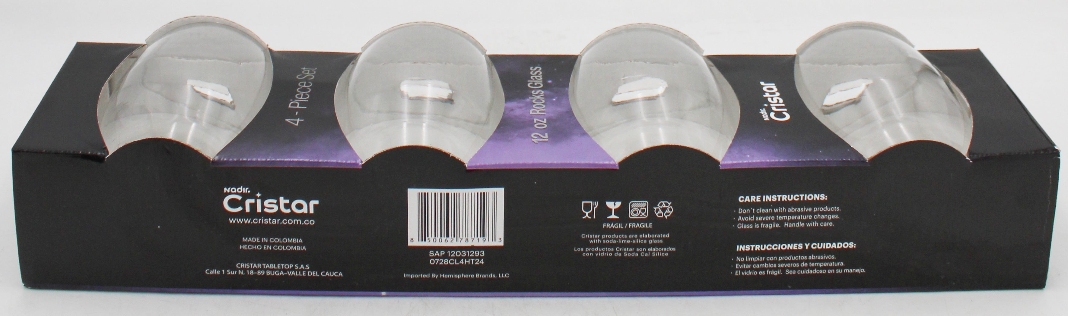 AIRE ROCKS GLASS GLOSSY SLEEVE SET 4ct 12oz