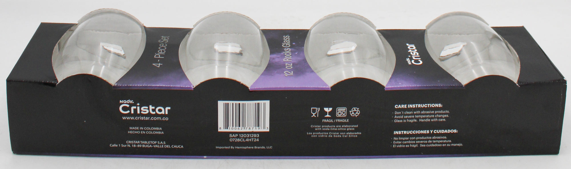 AIRE ROCKS GLASS GLOSSY SLEEVE SET 4ct 12oz