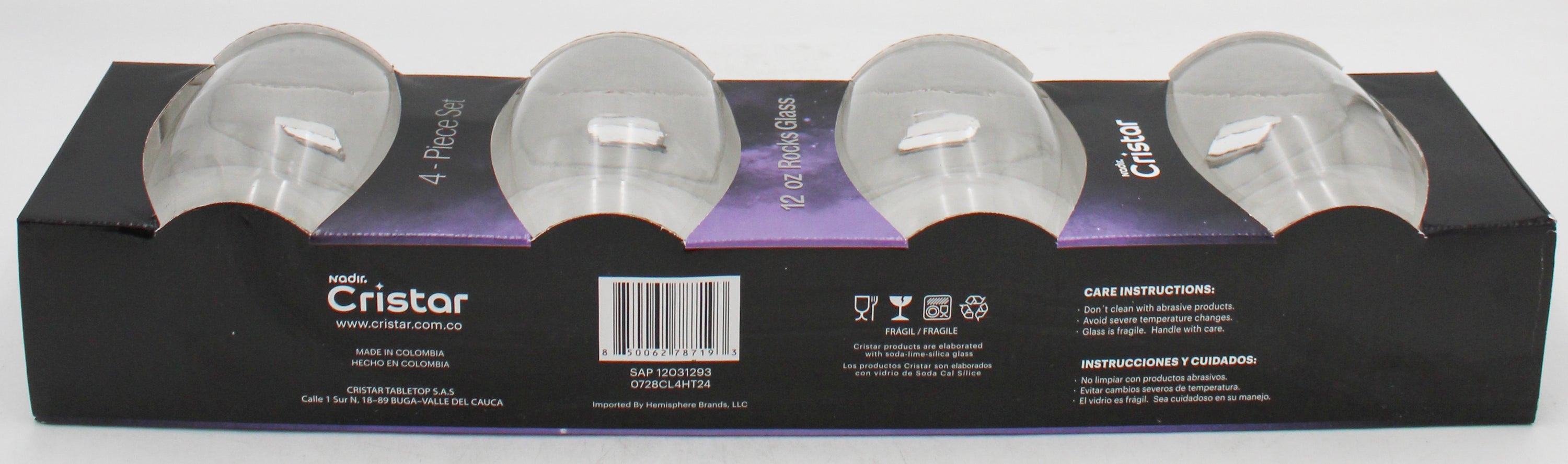 AIRE ROCKS GLASS GLOSSY SLEEVE SET 4ct 12oz