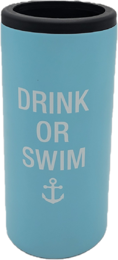 DRINK OR SWIM STAINLESS STEEL SLIM CAN COOLER