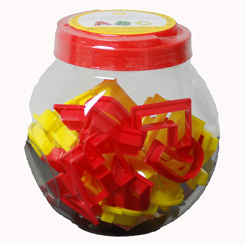 WILTON COOKIE CUTTER SET PLASTIC ALPHABET JAR 26 CT