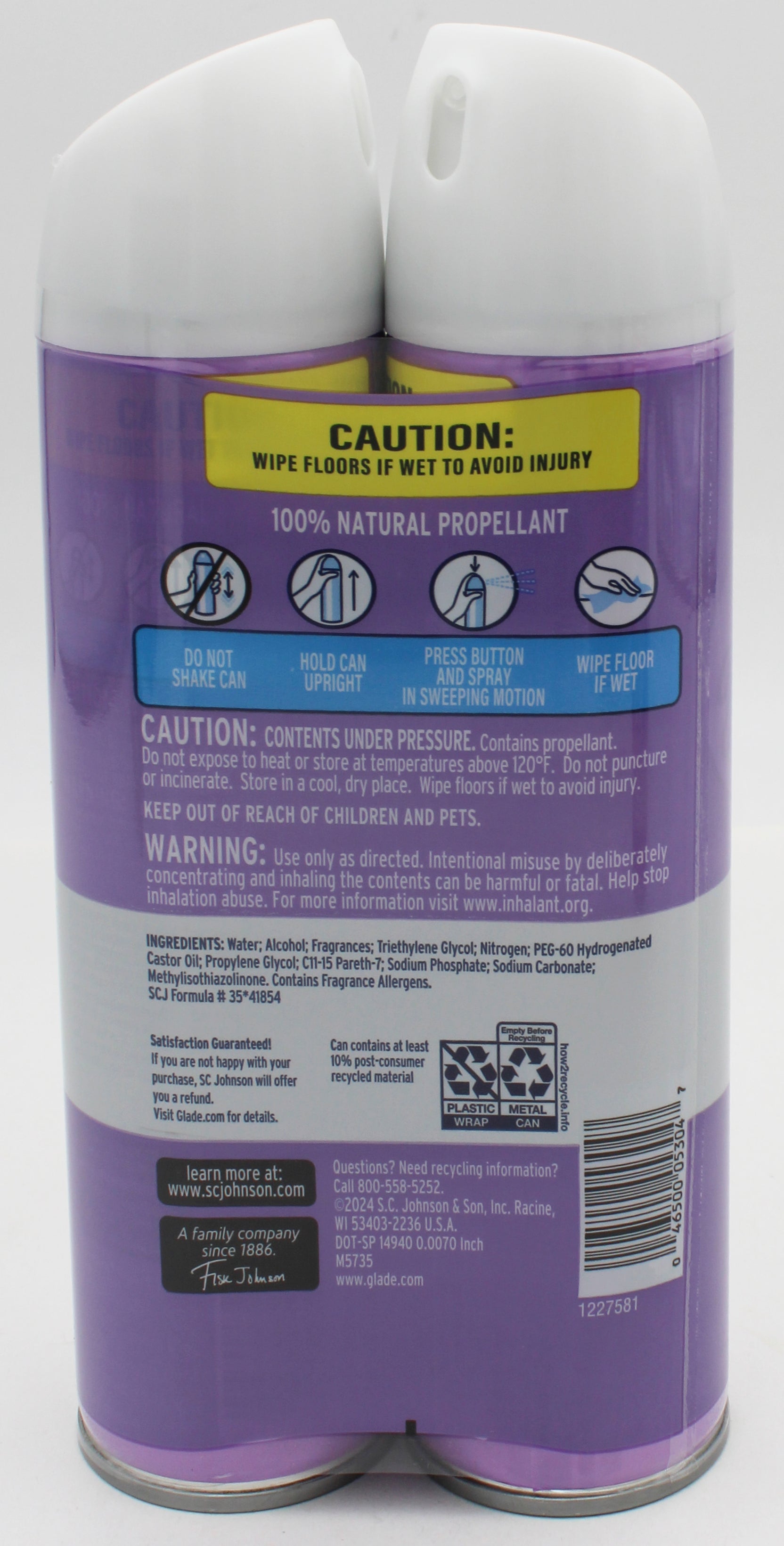 GLADE AEROSOL SPRAY LAVENDER + VANILLA 2ct 8oz US