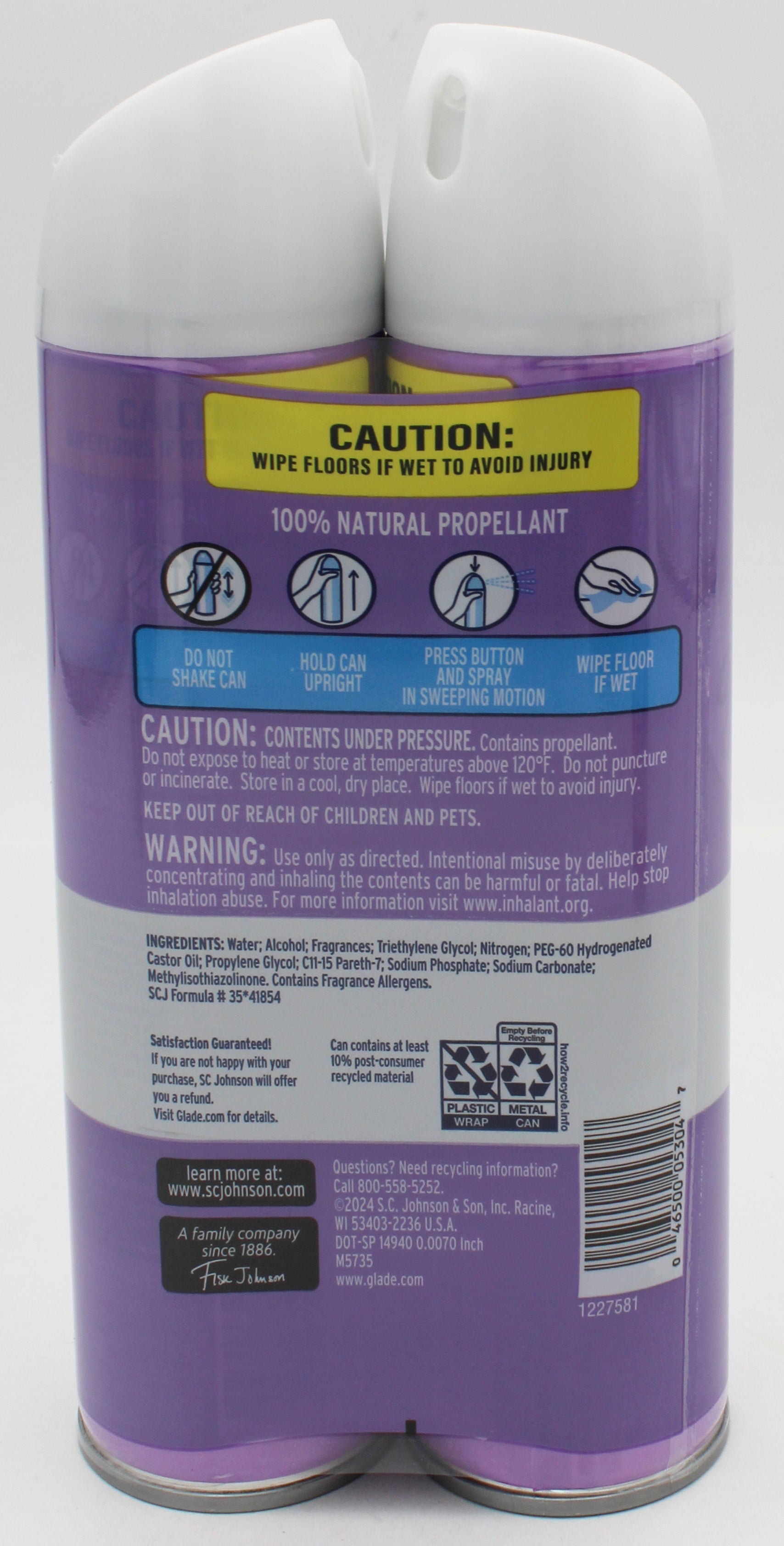 GLADE AEROSOL SPRAY LAVENDER + VANILLA 2ct 8oz US