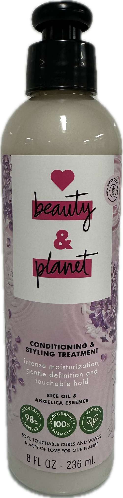 BEAUTY & PLANET CONDITIONING & STYLING TREATMENT 8oz RICE OIL & ANGELICA ESSENCE