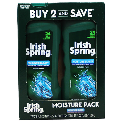 IRISH SPRING BODYWASH 18oz/2PK-MOIST BLAST/NI