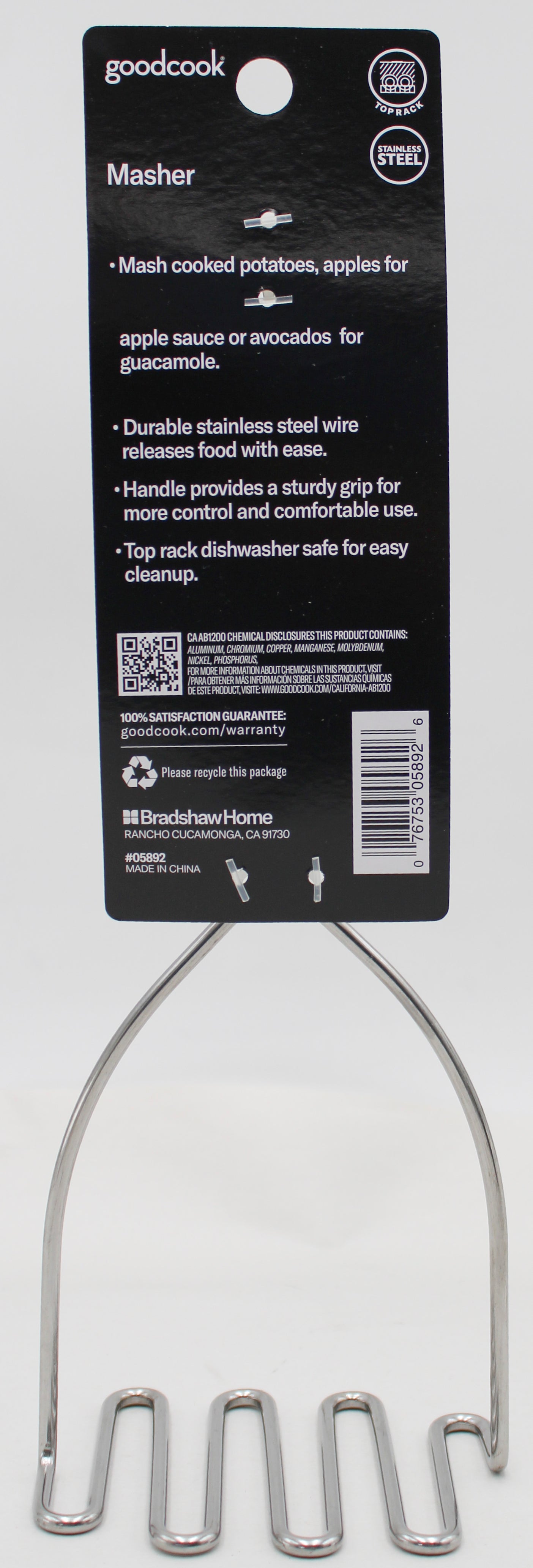 Heavy-Duty Stainless Steel Masher, Bulk Pack