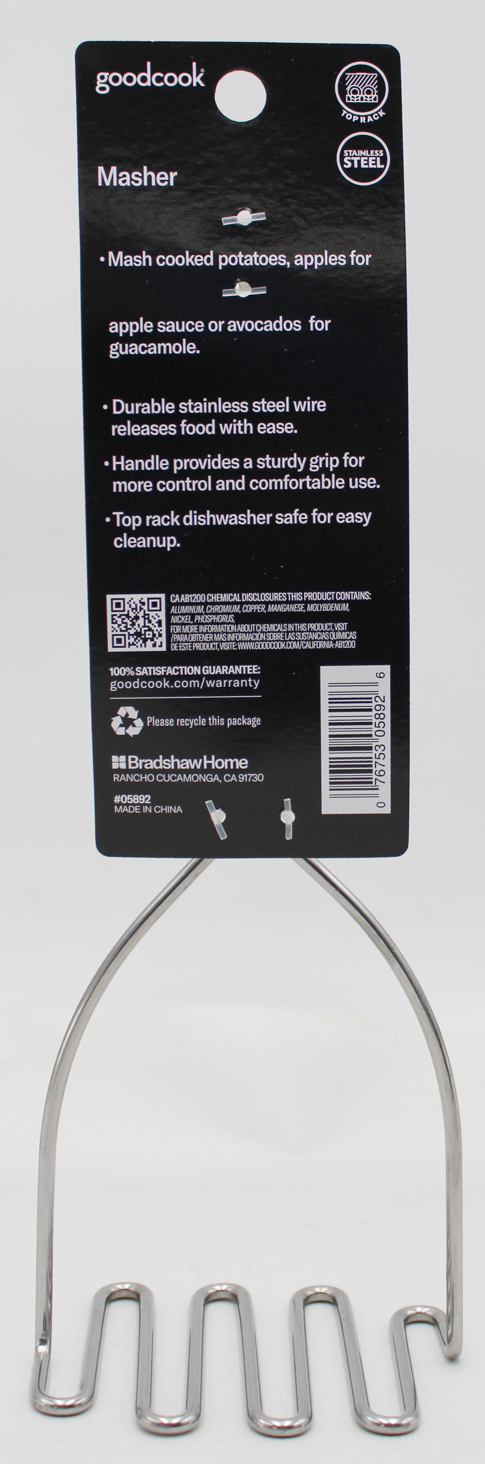Heavy-Duty Stainless Steel Masher, Bulk Pack