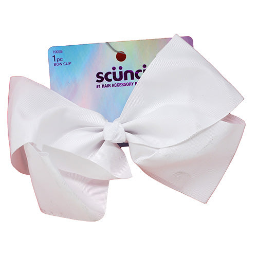 SCUNCI JUMBO CLIP HAIR BOW 1CT-WHITE/NI