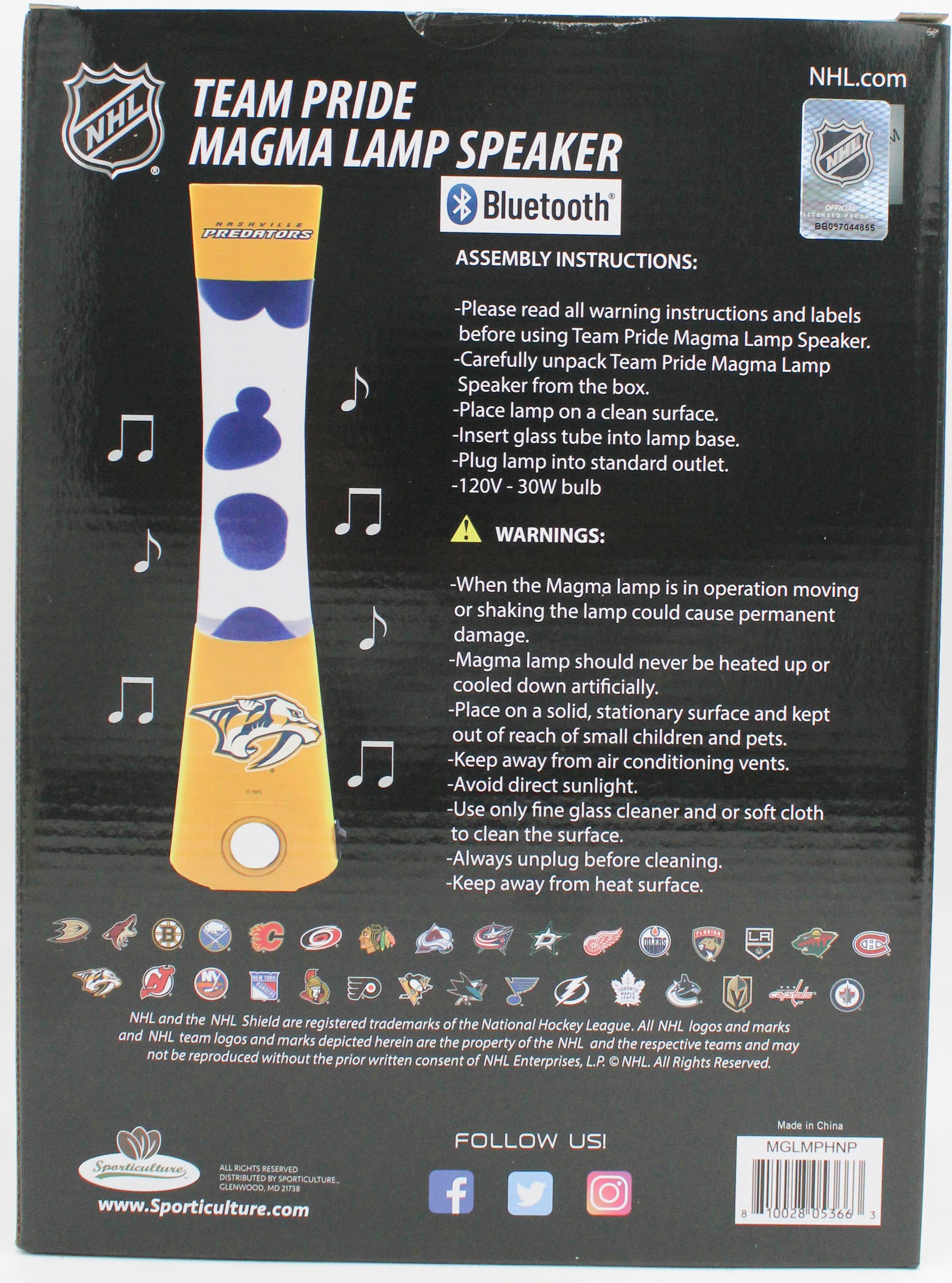 NHL NASHVILLE PREDATORS LAVA LAMP SPEAKER 16.5"