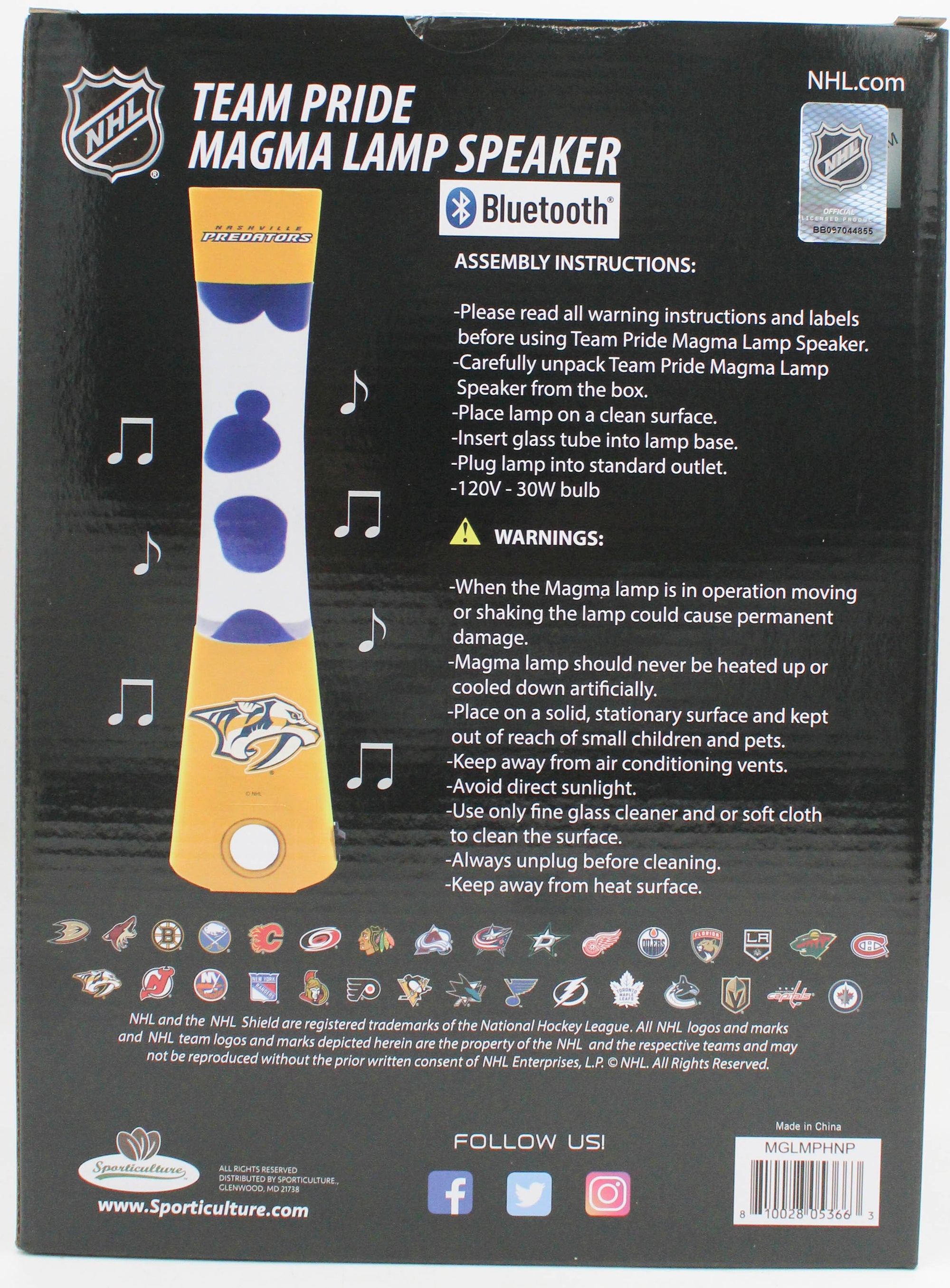 NASHVILLE PREDATORS LAVA LAMP SPEAKER 16.5"