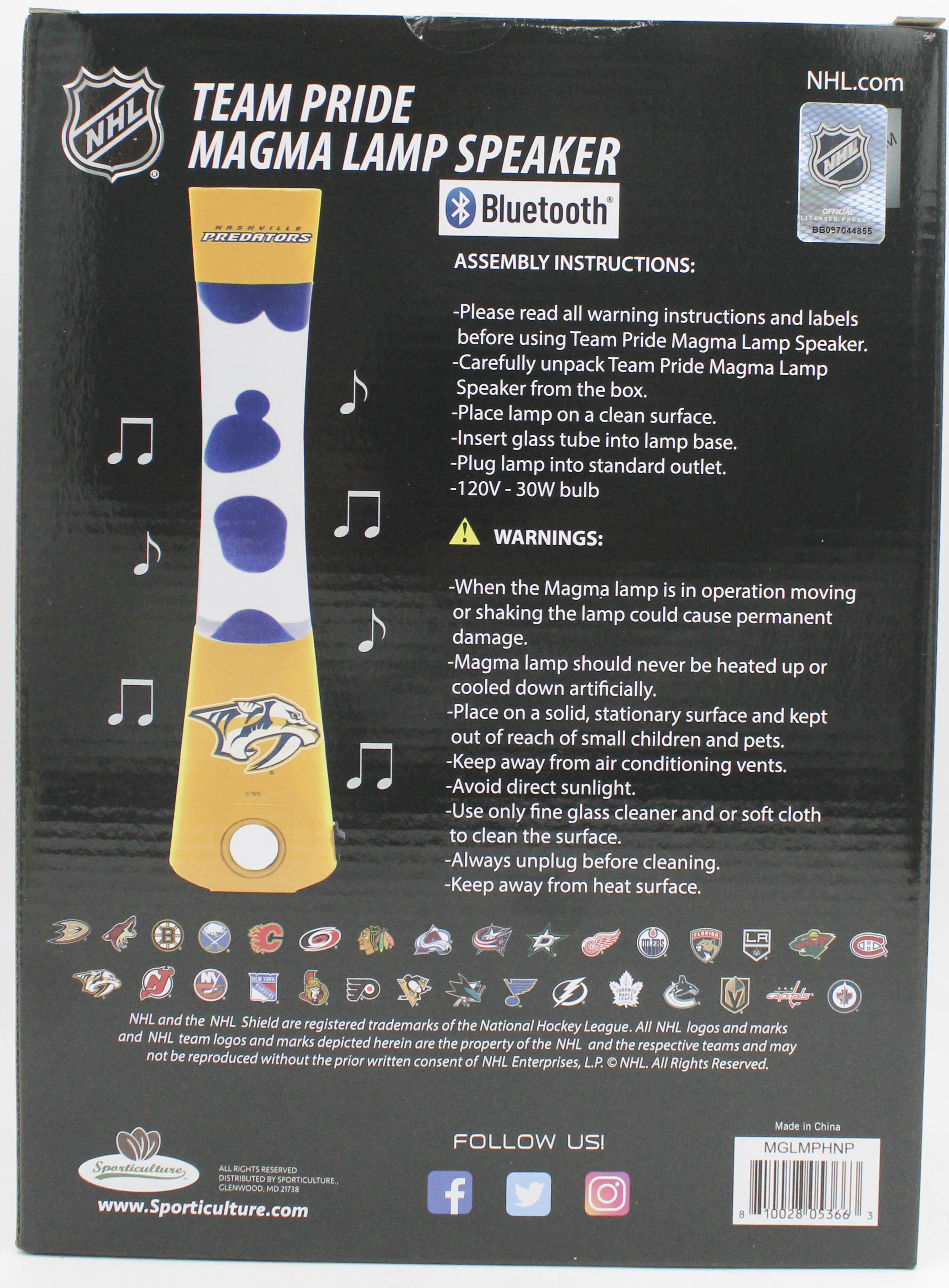 NHL NASHVILLE PREDATORS LAVA LAMP SPEAKER 16.5"