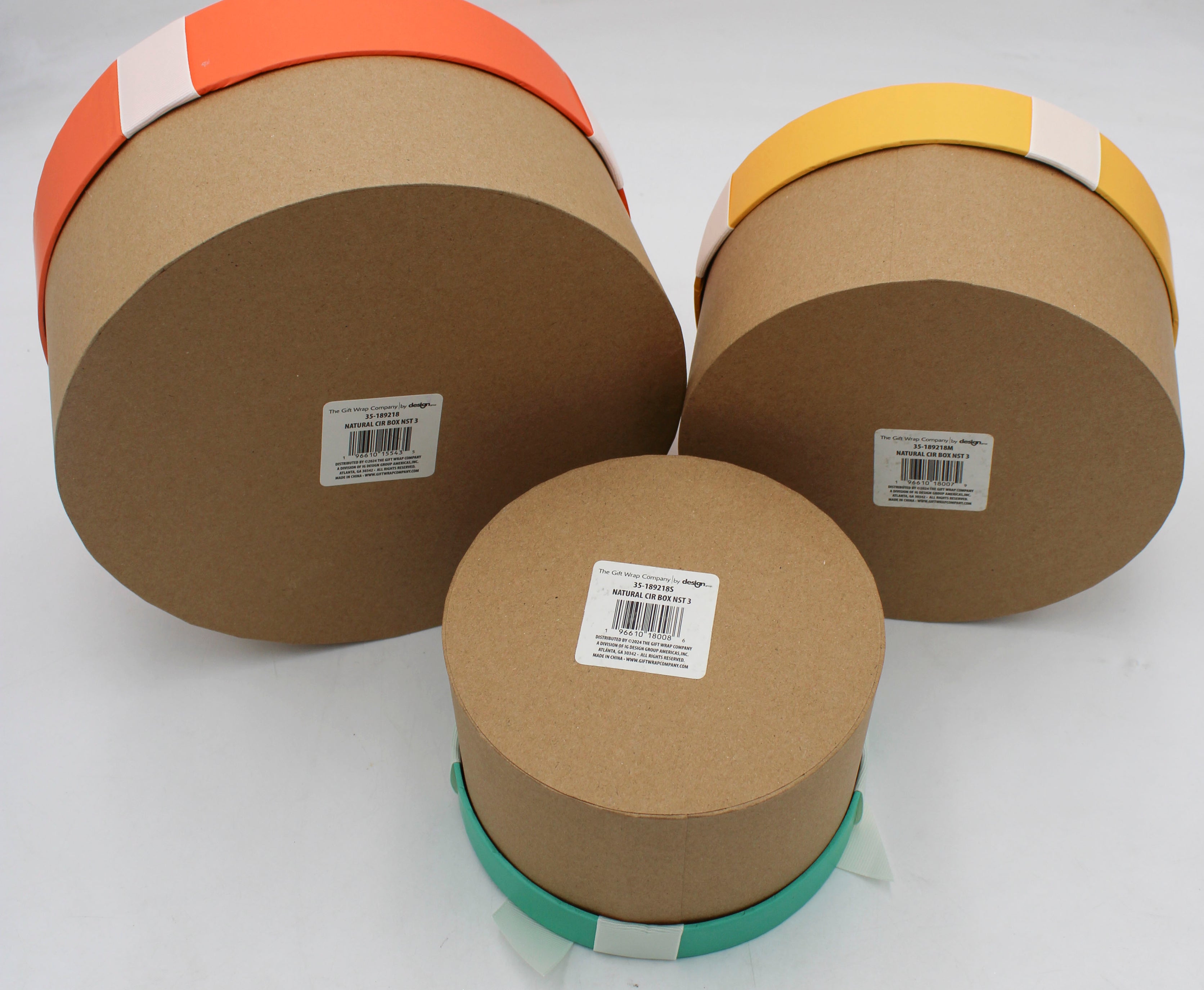 3CT NESTED CIRCLE GIFT BOXES -  NATURAL*