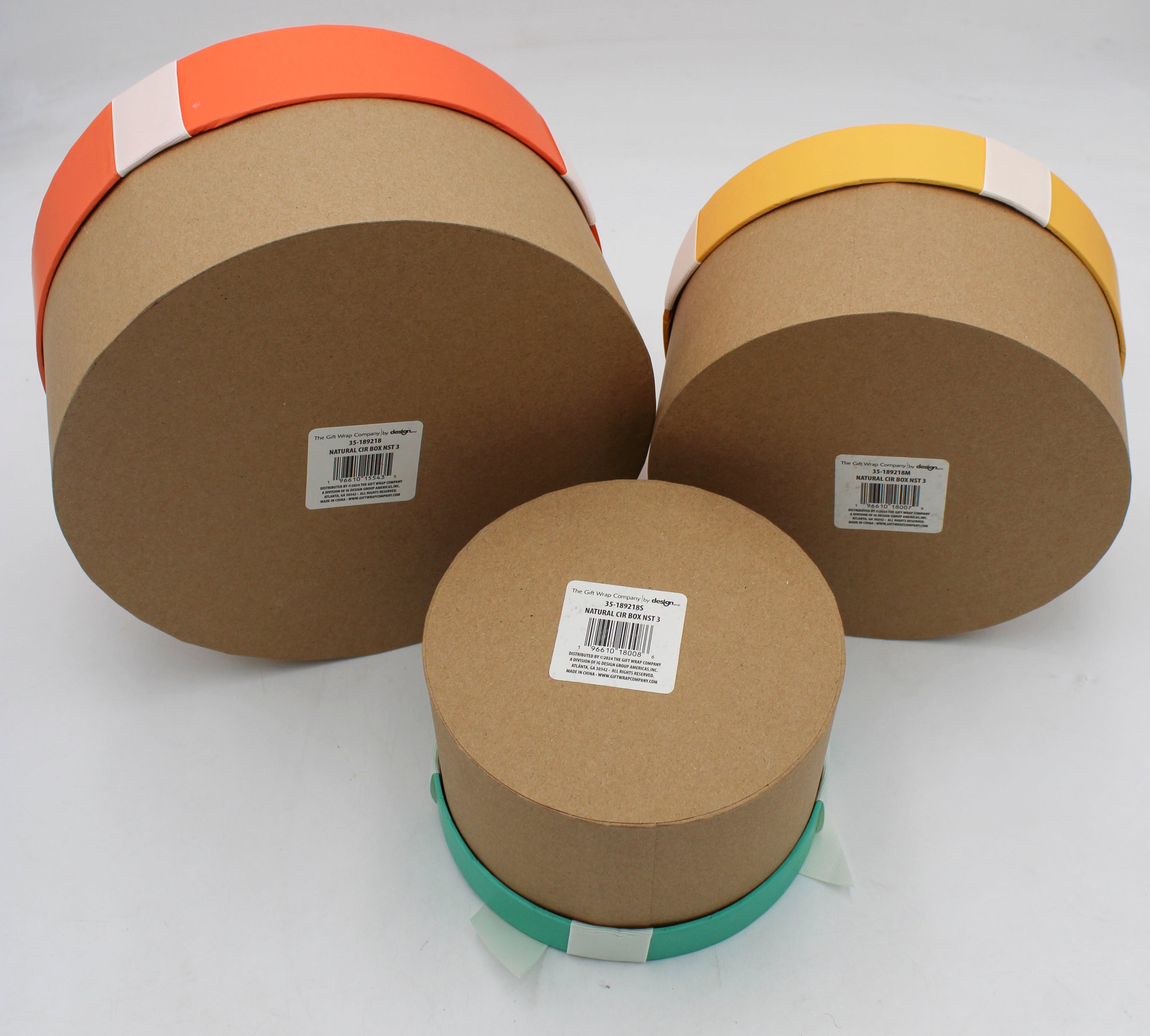 3CT NESTED CIRCLE GIFT BOXES -  NATURAL*